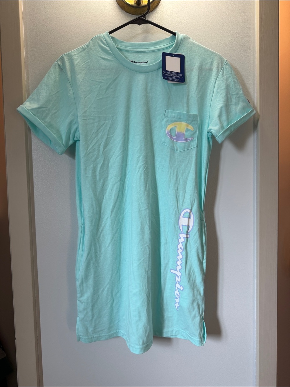 Champion Kids Short Sleeve Pocket Tee in Mint Green